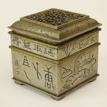 19th C possibly earlier Chinese Pewter and Bronze Seal Mold. The four part box consists of bottom