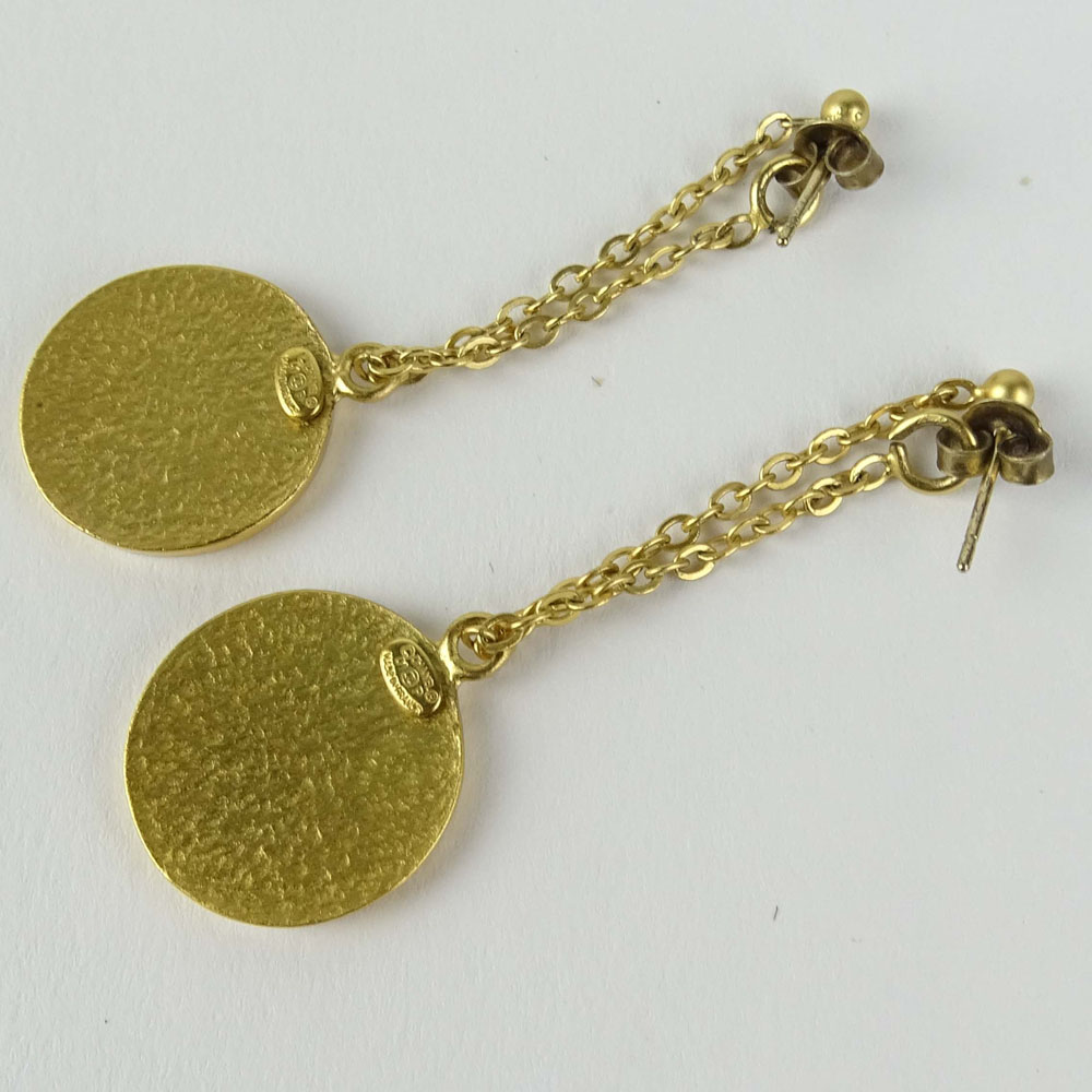 Pair of Lady's Chanel Earrings with Logo. Signed. Good condition with box. Measure 3/4 inch - Image 2 of 3