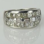 Lady's Approx. 2.0 Carat Square and Baguette Cut Diamond and Platinum Ring. Diamonds G-H color, VS