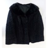 Vintage 1960's Persian Lamb Jacket with Black Mink Fur Collar. 3 Button Closure, slit pockets,