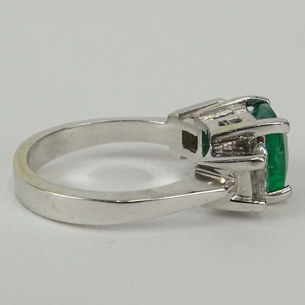 Lady's Approx. 2.0 Carat Cushion Cut Emerald, .90 Carat Diamond and 18 Karat White Gold Ring. - Image 2 of 5
