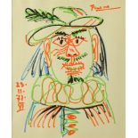 after: Pablo Picasso, Spanish (1881-1973) color lithograph, Clown. Signed and dated within plate.