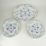 Lot of Three (3) Pieces Royal Copenhagen Blue and White Half Lace Fluted Porcelain. Lot includes 2