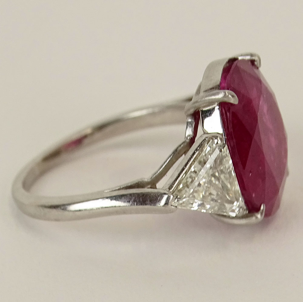 GIA Certified Natural Unheated Burmese 11.23 Carat Cushion Cut Ruby, approx. 1.75 Carat Trilliant - Image 4 of 5
