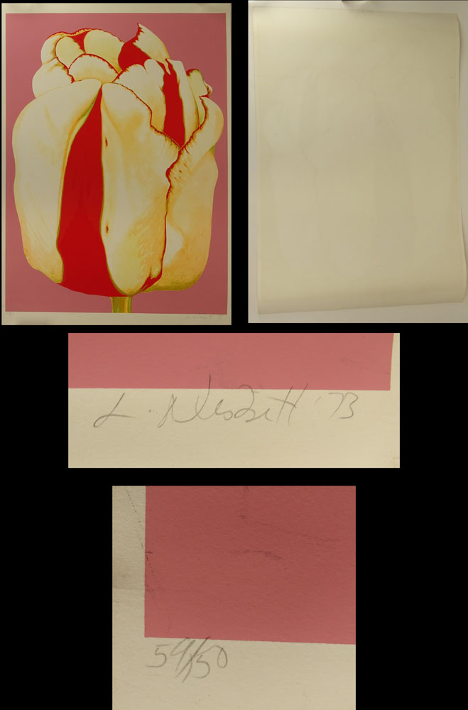 Lowell Nesbitt, American (1933-1993) Pair of 2 color screenprints "Tulip". Signed in pencil L. - Image 8 of 8