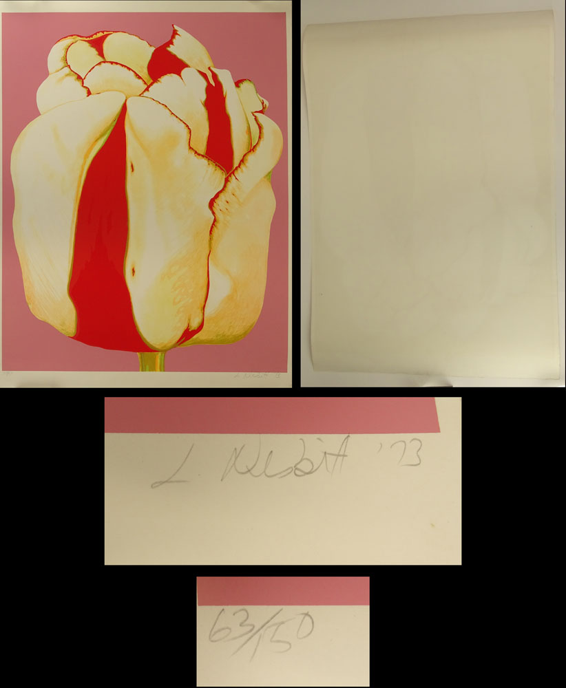 Lowell Nesbitt, American (1933-1993) Pair of 2 color screenprints "Tulip". Signed in pencil L. - Image 7 of 8
