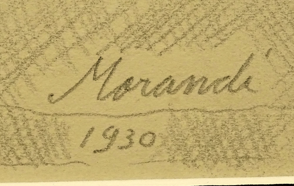 attributed to: Giorgio Morandi, Italian (1890-1964) Pencil on Paper "Still Life" Signed Lower Left - Image 3 of 4