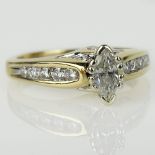 Lady's Approx. .31 Carat Marquise Cut Diamond and 14 Karat Yellow Gold Engagement Ring. Diamond J-