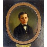 M. Leclercq (19th C) possibly Belgian. Oil on wood "Portrait of a Boy". Signed M Leclercq, Dated