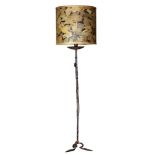 19th Century Wrought Iron Floor Lamp. Unsigned. Good condition. Measures 60 inches tall (plus