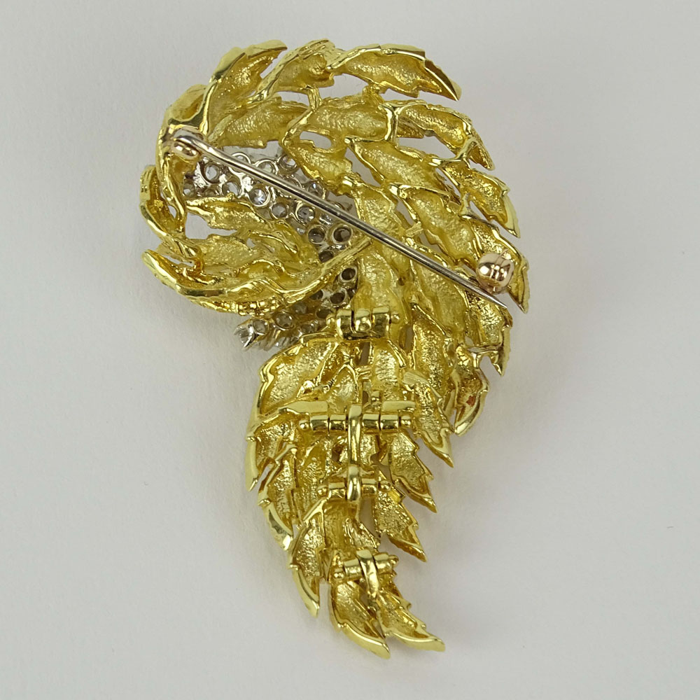 Lady's Vintage Approx. 1.10 Carat Round Cut Diamond and 14 Karat Yellow Gold Articulated Branch - Image 2 of 2