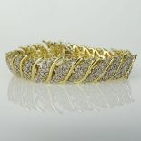 Lady's Approx. 8.80 Carat Single Cut Diamond and 10 Karat Yellow Gold Bracelet. Signed 10K. Very