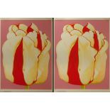 Lowell Nesbitt, American (1933-1993) Pair of 2 color screenprints "Tulip". Signed in pencil L.