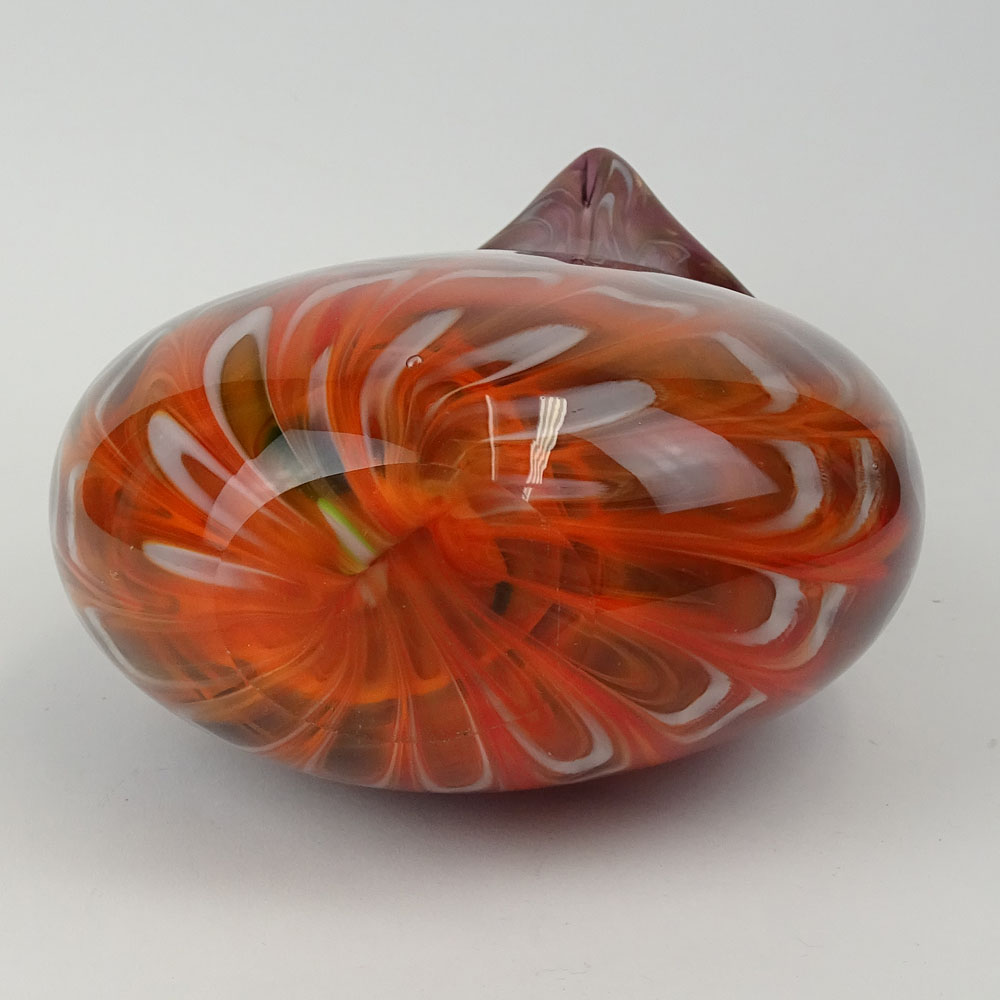 Vintage Art Glass Vase. Possibly Murano. Multi-colored with metallic flakes. Unsigned. Good - Image 6 of 6