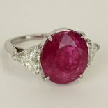 GIA Certified Natural Unheated Burmese 11.23 Carat Cushion Cut Ruby, approx. 1.75 Carat Trilliant