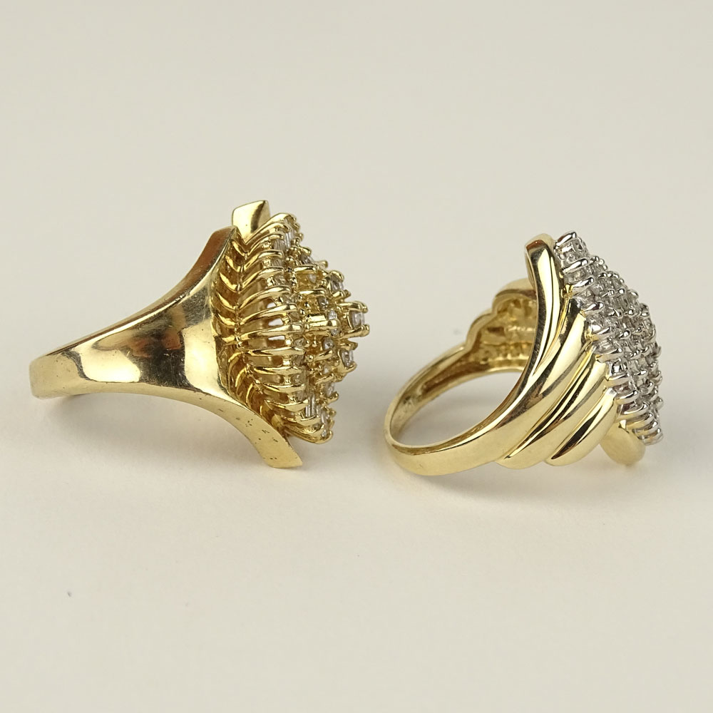 A Lady's Diamond and 10 Karat Yellow Gold Cluster Ring and a Lady's Diamond and 14 Karat Yellow Gold - Image 2 of 6