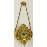 Early 20th Century Figural Gilt Bronze Hanging Clock. Signed Made In USA and S P on back. Face is