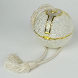 Judith Leiber "Jeweled" Minaudiere Clutch, Orb. Signed. Good condition. Orb measures 3-1/4 inches