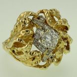 Lady's Vintage Approx. .35 carat Round Cut Diamond and 14 Karat Yellow Gold Ring. Diamond H-I color,