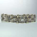 Lady's Vintage Approx. 6.0 Carat Round and Baguette Cut Diamond and 14 Karat White Gold Bracelet.