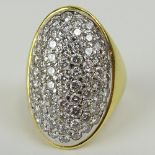 Ladies 18 Karat Yellow Gold Pave Set Diamond Mounted Ring. Size 7. Signed 750 and Makers