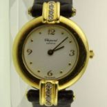 Lady's Vintage Chopard 18 Karat Yellow Gold and Diamond Automatic Movement Watch with Alligator