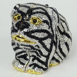 Judith Leiber "Jeweled" Minaudiere Clutch, Dog. Signed. Minor losses to "jewels" otherwise good