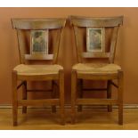 Four (4) 19th Century French Provincial Fruitwood Side Chairs with Rush Seats each with a Color