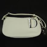 Pre-Owned Dior White Leather Clutch Shoulder Bag. Silver tone signature hardware. Signed Christian