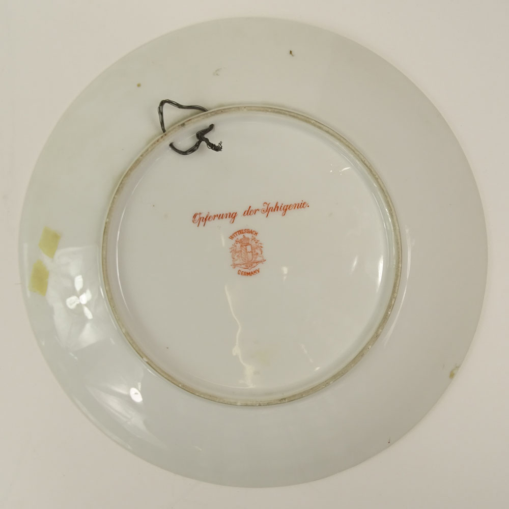 Antique German Hand Painted Porcelain Plate. "Opferung der Tphigenie" Signed with Wittlesbach - Image 2 of 3