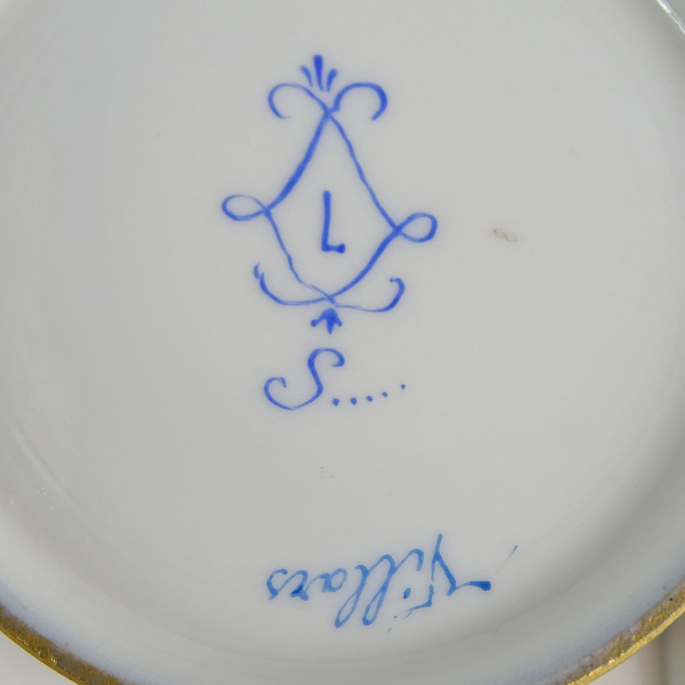 Antique Sevres Porcelain Portrait Cup and Saucer. Signed with Sevres mark. Very good condition. - Image 8 of 9
