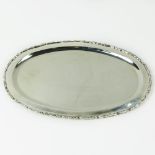 Vintage Mexican Sterling Silver Oval Tray. Signed 925 Sterling Mexico. Light surface scratches.