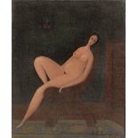 Branko Bahunek, Croatian (1935-2005) Oil on canvas "Reclining Nude" Signed Lower Right and dated 89.