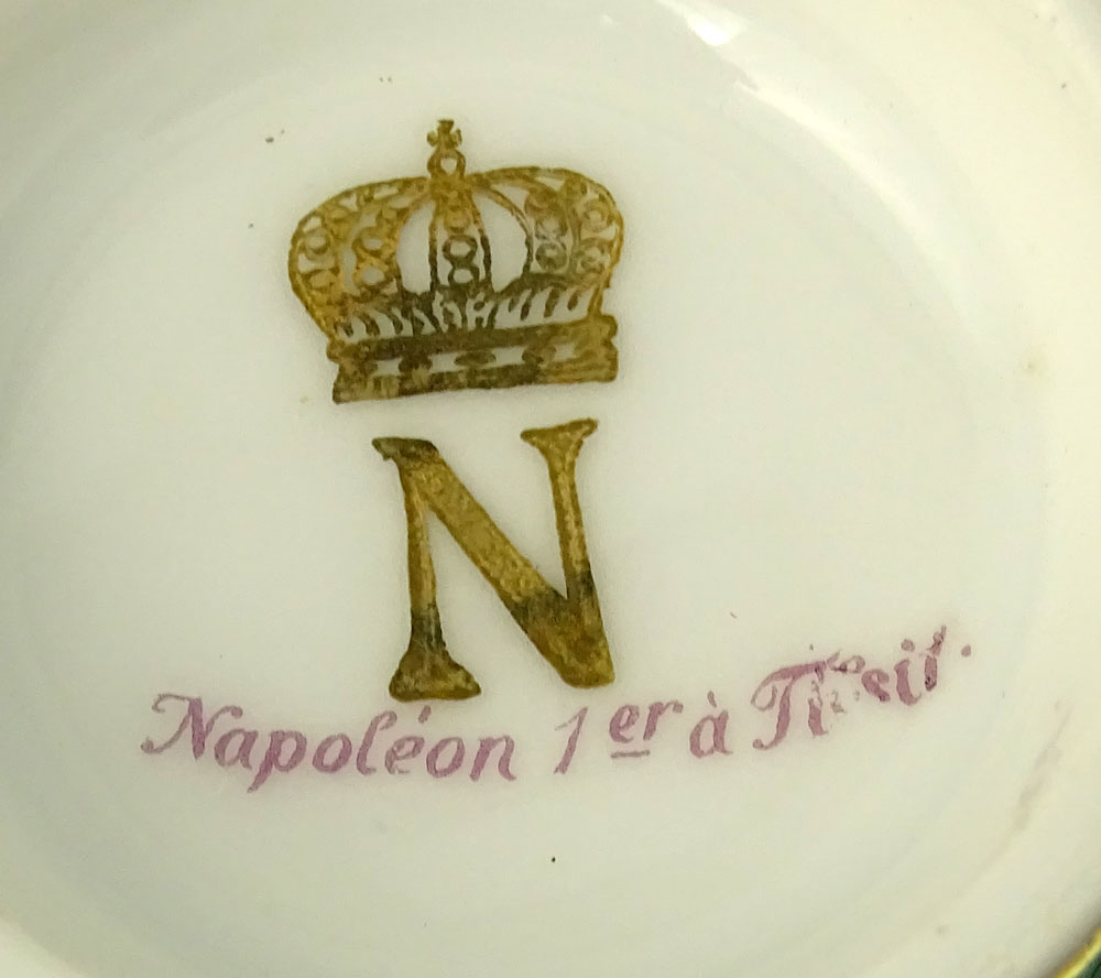 Antique Eleven (11) Piece Sevres Hand Painted Coffee Set. Hand Painted and transferred Napoleonic - Image 4 of 4