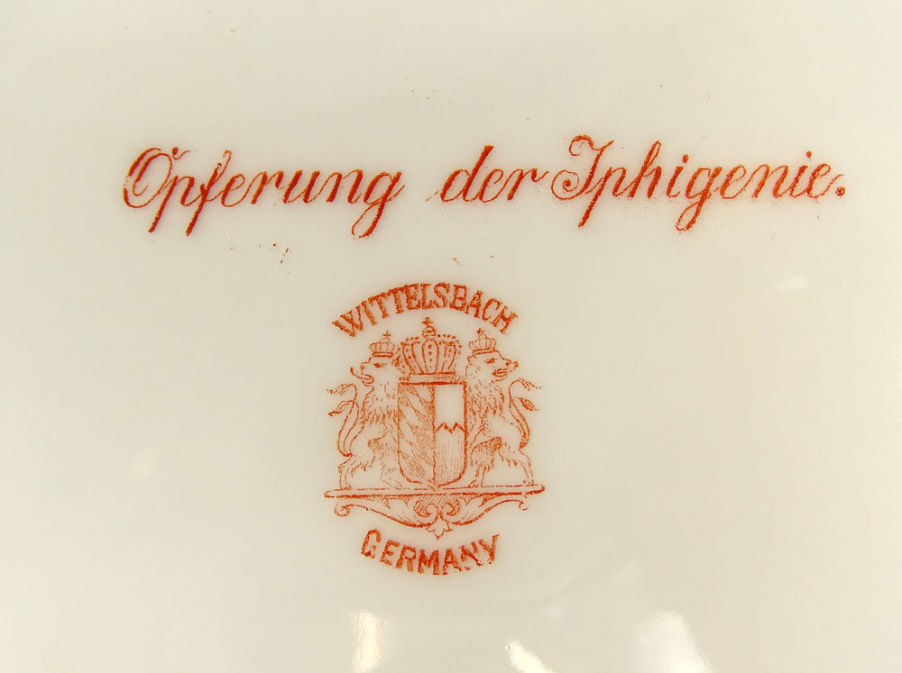 Antique German Hand Painted Porcelain Plate. "Opferung der Tphigenie" Signed with Wittlesbach - Image 3 of 3
