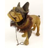French 19th Century Papier Mache Bulldog "Growler" Pull Toy. Unsigned. Rubbing and small losses