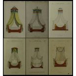 Set of Six (6) 19th Century "Meubles et Objets de Gout" Hand Colored Engravings of Furniture.