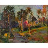 Robert C. Gruppe, American Oil on Canvas, Tropical Landscape. Signed lower right. Very good
