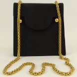Paloma Picasso Black Silk and Gold Tone Evening Bag. Signed Paloma Picasso. Original Dust Bag.