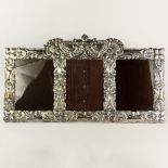 Vintage Sterling Silver Triptych Large Picture Frame. Unsigned. For pictures measuring 9" x 7",