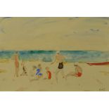 Georges d'Espagnat, French (1870-1950) Watercolor on paper "Day At The Beach" Initialed lower