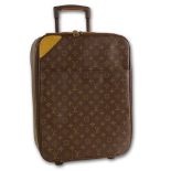 Louis Vuitton Monogram Rolling Carry On Travel Bag. Canvas with leather trim. Wear to leather trim