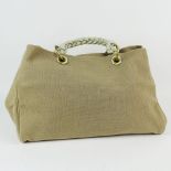 Nice Pre-Owned Bottega Veneta Canvas Tote with Braided Leather straps. Unlined. Signed with