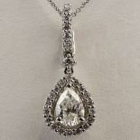 EGL Certified Lady's Approx. 1.60 Carat Diamond and 18 Karat White Gold Pendant Necklace. Approx.
