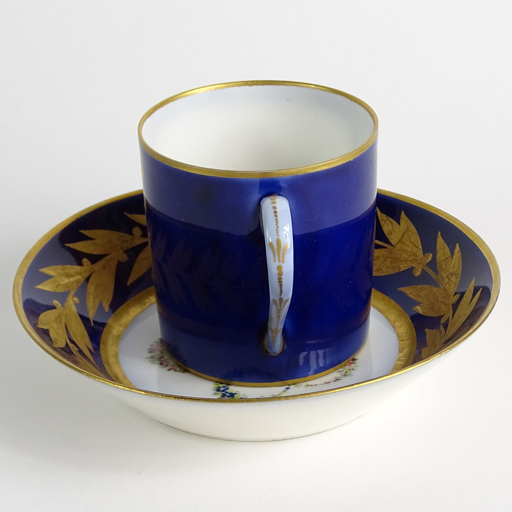 Antique Sevres Porcelain Portrait Cup and Saucer. Signed with Sevres mark. Very good condition. - Image 4 of 9