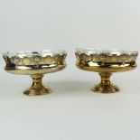 Pair of Vintage French Silver and Glass Compotes. Signed with French Hallmark and Makers Mark.