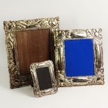 Lot of Three (3) Sterling Silver Picture Frames. Unsigned. Wear and rubbing. Measures 4" x 6", 8"
