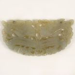 Chinese Carved Jade Pendant. Unsigned. Good condition. Measures 1-3/4 inches tall and 3-1/2 inches