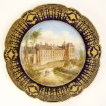 Antique Sevres Hand Painted Porcelain Plate. "French Chateau" Signed with Sevres mark. Very good