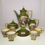 Antique Eleven (11) Piece Sevres Hand Painted Coffee Set. Hand Painted and transferred Napoleonic